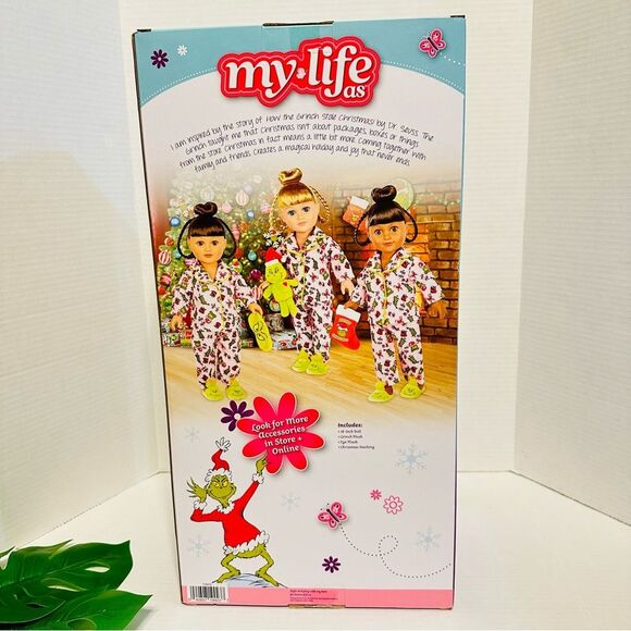 My Life As Grinch Sleepover 18 inch Doll Christmas Holiday Collectible Brunette - Picture 13 of 15